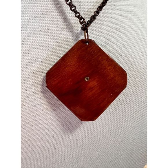 Copper Chain Turquoise Arrow Wooden Pendant Necklace Fashion Jewelry Collection - Picture 3 of 5